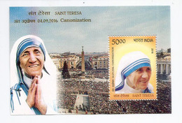 Canonisation De Mêre Teresa, 4 Sept. 2016, Bloc-feuillet Neuf ** De L'Inde (Côte 11.30 €) - Mère Teresa