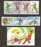 Vietnam 1989 Mi# 2044-2050, Block 70 U Used - Imperf. - Pairs Figure Skating - Figure Skating