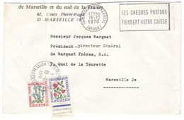 FRANCIA - France - 1970 - Lettre En Franchise + Flamme Les Cheques Postaux Tiennent Votre Caisse + 0,10 + 0,50 Timbre Ta - Frankobriefe