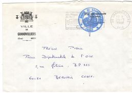 FRANCIA - France - 1988 - Lettre En Franchise + Flamme Au Carrefour Des Plages Du Nord - Ville, Mairie De Grandvilliers - Civil Frank Covers