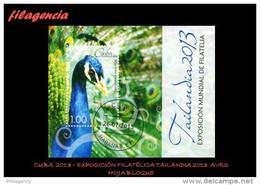 USADOS. CUBA. 2013-46 EXPOSICION FILATÉLICA TAILANDIA 2013. AVES ASIATICAS. HOJA BLOQUE - Used Stamps