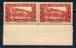 MAROC N° 184 **(YT) 1,25F. VALLE DU DRAA PAIRE BORD DE FEUILLE - Unused Stamps