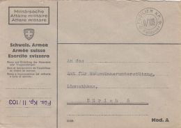 61989- MILITARY POST COVER, FUSILIER BATALLION NR II/103, ABOUT 1940, SWITZERLAND - Abstempelungen