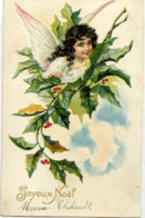 ANGE Joyeux Noel - Houx - Carte Gaufrée Relief - Angels