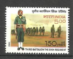 INDIA, 2006, 150 Years Of The Third Batallion ,The Sikh Regiment, Militaria,  MNH,(**) - Nuevos