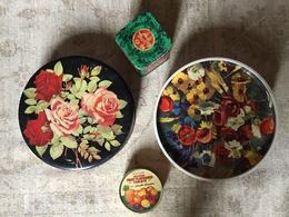 4  SCATOLE Latta  VINTAGE  :  WILD FLOWERS , MAYA TEA , TIBET TEA ,.... - Cajas/Cofres