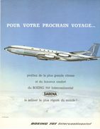 Publicité Sabena / Boeing 707 - 1963 - Publicités