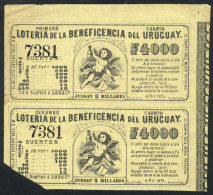 Pair Of Lottery Tickets Of The Year 1875, The Top One Of VF Quality, Rare! - Unclassified