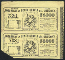 Pair Of Lottery Tickets Of The Year 1875, The Top One Of VF Quality, Rare! - Ohne Zuordnung