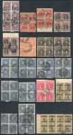 Lot Of Old Stamps In Blocks Of 4 Or Larger, Used, VF Quality (1 Stamp With Only Minor Defect), With Some Scarce And... - Uruguay