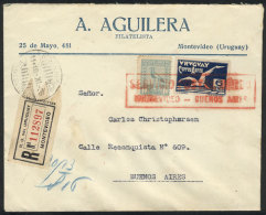 10/NO/1926 Montevideo - Buenos Aires, Registered Airmail Cover With Special Postmark, Excellent Quality! - Uruguay