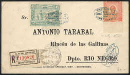 24/SE/1925 Montevideo - Rincón De Las Gallinas: First Flight, Registered Cover Of VF Quality! - Uruguay