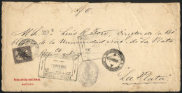 Cover Sent By The National Library Of Montevideo To La Plata (Argentina) On 8/NO/1906, Franked With OFFICIAL Stamp... - Uruguay