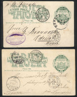 2 Postal Cards Sent To RUSSIA (rare Destination) And Switzerland In 1881 And 1883 By French Mail, VF Quality! - Uruguay