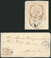 Folded Cover Franked With 60c. (Sc.13) With Interesting Mute Cancel, Sent To Montevideo On 4/SE/1860, VF Quality! - Uruguay