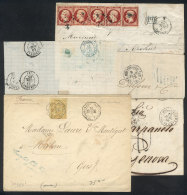 2 Folded Covers + 1 Cover + 2 Large Fragments Of Folded Covers Sent By French Mail From Montevideo To Varied... - Uruguay