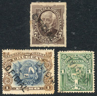 3 Old Stamps With VARIETIES: 2 With Double Overprint, And The Other With Inverted Ovpt, VF Quality! - Uruguay