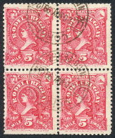 Yvert 141, Block Of 4 Used With The Very Rare Datestamp Of NIC-PEREZ, Very Fine Quality! - Uruguay