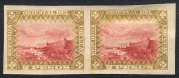 Yv.129 (Sc.127), 1897 2P. Fort Of Montevideo, Ships, IMPERFORATE PAIR, VF Quality, Rare! - Uruguay