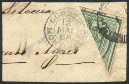 Yvert 31a, 1866 10c. Green Bisect Used As 5c. On Fragment Of A Cover Sent To Buenos Aires On 12/MAY/1868 From... - Uruguay