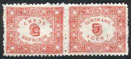 Sc.62a, 1909 5c. Perforation 11½x10½, Tete-beche Pair, Issued Without Gum, Fine Quality, Catalog... - Surinam