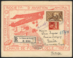 30/MAY/1927 First Flight CHAUX-DE-FONDS - LAUSANNE, Registered Cover With Final Destination Geneve, VF Quality! - Sonstige & Ohne Zuordnung