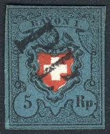 Yvert 14, 1850 RAYON I 5Rp. Dark Blue, Black And Red, Used, Good Quality, Catalog Value Euros 500. - Sonstige & Ohne Zuordnung