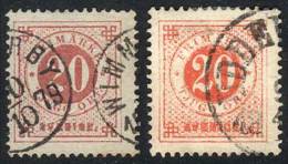 Sc.33, 1877/9 20o, 2 Used Examples, One In Typical Vermilion Color And The Other One In Rose-red, Very Different.... - Other & Unclassified