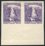 Yv.140B, 1896 Waterfall Of Atehausillas 24c. W/o Watermark, IMPERFORATE PAIR, VF! - El Salvador