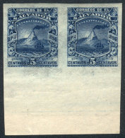 Yv.135B, 1896 San Miguel Volcano 5c. W/o Watermark, IMPERFORATE PAIR, VF! - El Salvador