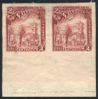 Yv.133A, 1896 Congress 2c. With Watermark, IMPERFORATE PAIR, VF! - El Salvador