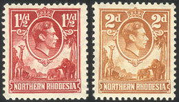 Sc.29 + 31, 1938 George VI And Wild Animals, The 2 Key Values Of The Set, Never Hinged, Excellent Quality. - Northern Rhodesia (...-1963)