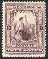 Sc.J35 (Yvert 39), 1899 10S. Dark Lilac, Mint, Very Fresh, VF Quality, Extremely Rare, Yvert Catalog Value Euros... - Peru