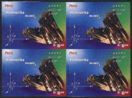 Sc.1514, 2006 Rocks And Minerals (hubnerite), IMPERFORATE BLOCK OF 4, Very Fine Quality, Rare! - Peru