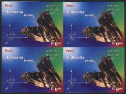 Sc.1514, 2006 Rocks And Minerals (hubnerite), IMPERFORATE BLOCK OF 4, Very Fine Quality, Rare! - Pérou
