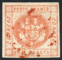 Sc.8, Beautiful Example Of Wide Margins And Unidentified Red Cancel, Little Thin Spot On Back, Superb Appearance! - Perú