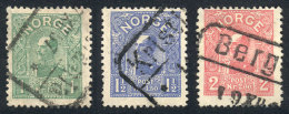 Yv.63/65, 1907 King Haakon VII, Set Of 3 Used Values, Superb, Catalog Value Euros 310. - Sonstige & Ohne Zuordnung