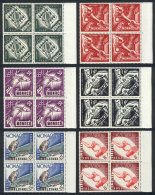 Yvert 386/91 + A.51/4, 1953 Helsinki Olympic Games, Compl. Set Of 10 Values In BLOCKS OF 4, Superb! - Sonstige & Ohne Zuordnung