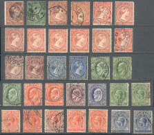 Stockcard With 32 Old Stamps, Most Used. There Are Some Attractive Cancels, And Also Varied Shades And Colors, Very... - Falkland