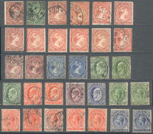 Stockcard With 32 Old Stamps, Most Used. There Are Some Attractive Cancels, And Also Varied Shades And Colors, Very... - Falkland Islands