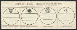 Large Cinderella (170 X 65 Mm), Gummed, "Serie Di 4 Bolli - Elezioni Politiche 1919", VF Quality, Rare! - Non Classés