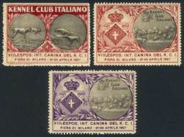 Set Of 3 Cinderellas Of The DOG Exposition In The Milano Fair Of 1927, VF, Rare! - Ohne Zuordnung