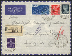 Registered Airmail Cover Sent From Milano To Santiago De Chile On 14/AP/1939, Franked By Sc.230 (Sa.260) + Other... - Ohne Zuordnung