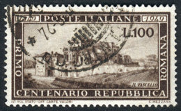 Yvert 537, 1949 100L. Repubblica Romana, VF Quality, Catalog Value Euros 125. - Non Classés