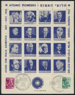 Year 1956, "Atoms For Peace" Exhibition, Mini-sheet Of 16 Cinderellas Illustrated With Views Of Scientists... - Andere & Zonder Classificatie