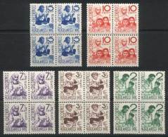 Yvert 273/7, 1941 Aid, Medicine, Compl. Set Of 5 Values, Mint Never Hinged BLOCKS OF 4, Superb, Catalog Value Euros... - India Holandeses