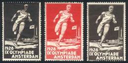 3 Cinderellas Of 1928, Amsterdam Olympic Games, VF Quality, Rare! - Autres & Non Classés