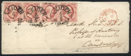 Cover Sent From Leiden To Cambridge On 6/MAY/1859, Franking With Strip X4 Of Sc.2, On Front Transit Mark Of London,... - Covers & Documents