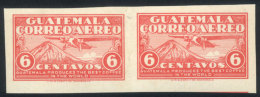 Yvert A.6, 1930 Fokker Airplane, IMPERFORATE PAIR (Sc.7b, US$350), Mint Without Gum, VF, Rare! - Guatemala