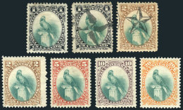 Sc.21/25, 1881 Quetzal Bird, Cmpl. Set Of 5 Mint Values, Also 2 Low Values Used With Nice Mute Cancels! - Guatemala